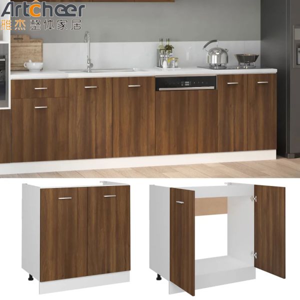 Particle Board Kitchen Cabinets in Industrial Style with Artificial Quartz Countertop