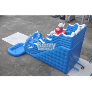 0.55mm PVC Commercial Inflatable Water Slides With Big Pool Rental