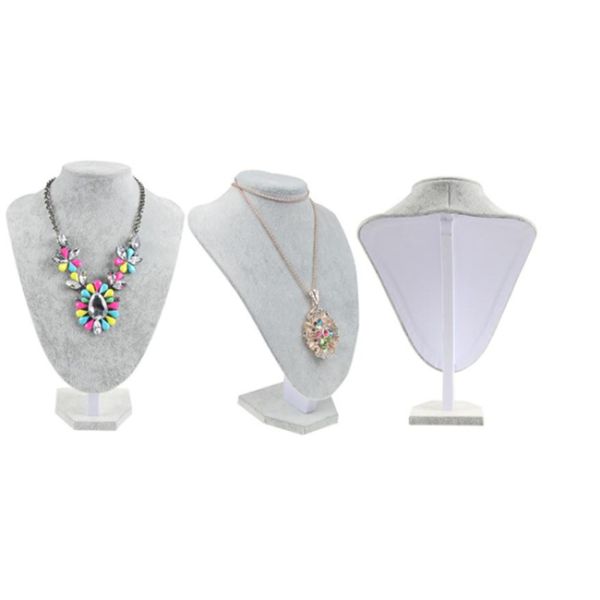 Velvet Fabric Necklace Bust Display Stand Archaize Style MDF Inside Material