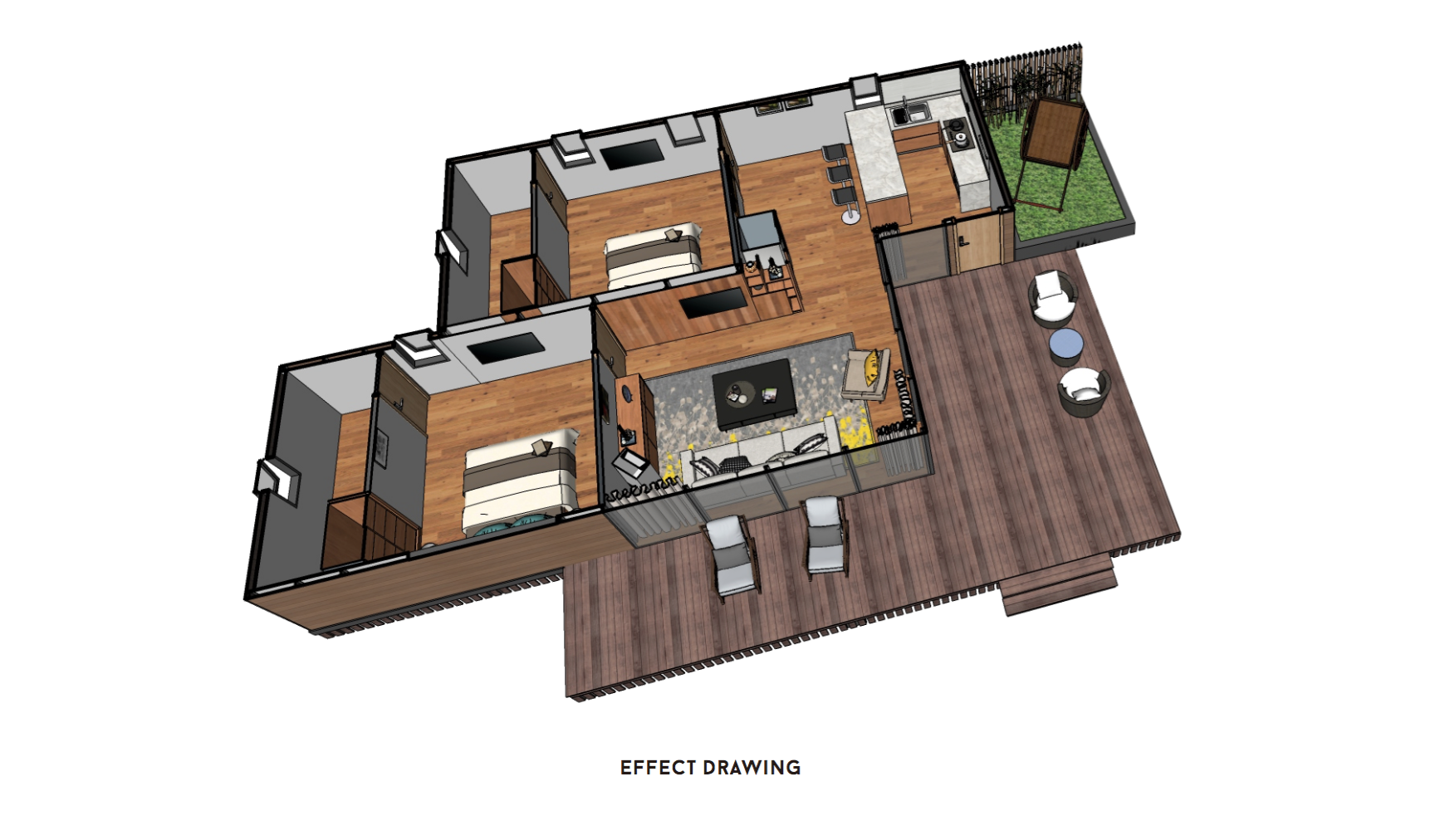 Deluxe Wood Luxury Prefab House Duplex Aluminium House Kit With Garden