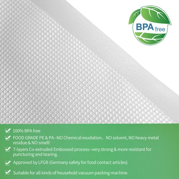 Food Storage Embossed Vacuum Seal Bags Custom Sealed 8" 3 Pack 11" 2 Pack Multi Pack