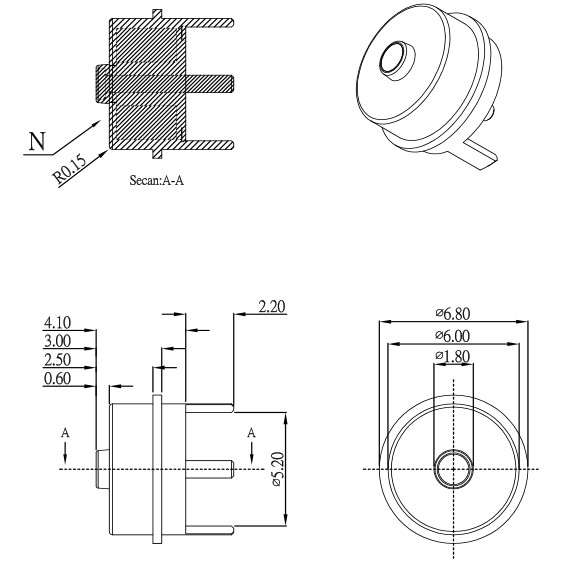 6.0mm Smart Watch Charging Cable 2Pin Magnetic Charger Universal for Smart Bracelet