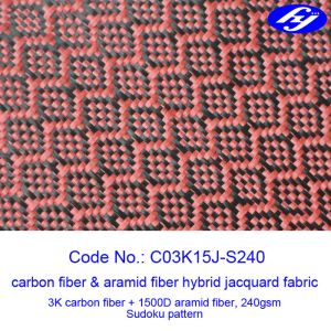 Jacquard Sudoku Pattern Red Carbon Fiber Fabric With Low Flammability