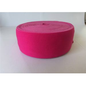 6 Cm Rose Red Elastic Nylon Webbing / Elastic Webbing Band Size Custom