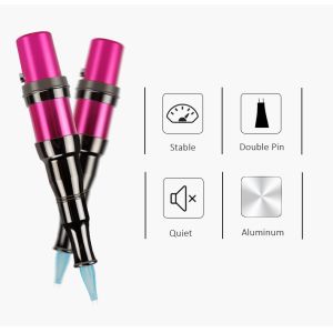 Rose Red Semi Permanent Makeup Rotary Pen Tattoo Machine With Double Pins For