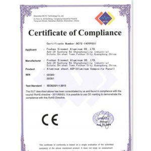 Foshan Sinomet Aluminum Co., Ltd. Certifications