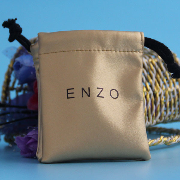 Lightweight Drawstring Jewelry Bag Pu Leather Hot Stamping With Long Lifespan