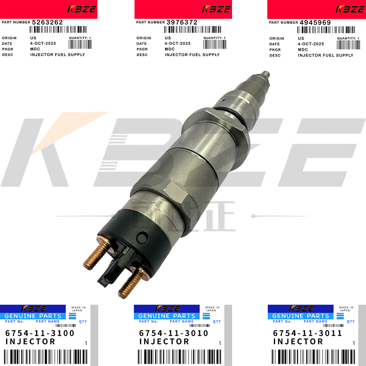 KBZE 6754-11-3100 6754-11-3010 KOMATSU S4D107 S6D107 NOZZLE FUEL INJECTOR ASSY