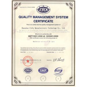 shenzhen Cidly Optoelectronic Technology Co., Ltd Certifications