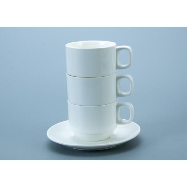 Quality SGS White Stackable Ceramic Mug Cup With Handle for sale