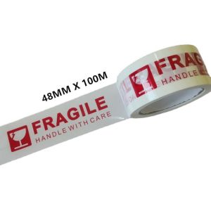 48mmx50/66/100m Express Packing Case Sealing Packing Belt Warning Fragile Tape