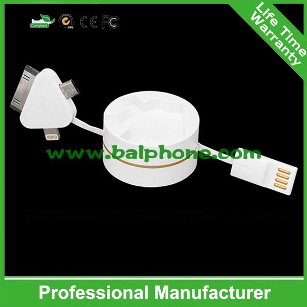 universal usb cable 3 in1 retractable usb cable charge and data cable 3 in1