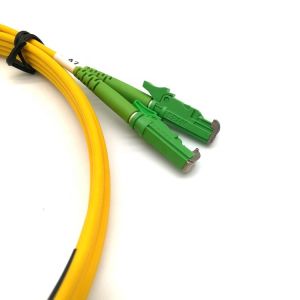 Yellow Outjacket E2000 Patch Cord Fiber Optic APC Metal Cap Connector SM DX PVC