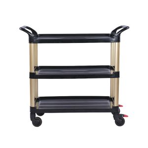 Three Tier Dinning Folding Flatbed Trolley Silent Robust 120KG Load