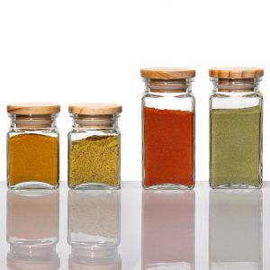Odm Pasta Empty Glass Storage Jars Containers Square With Wooden Lids
