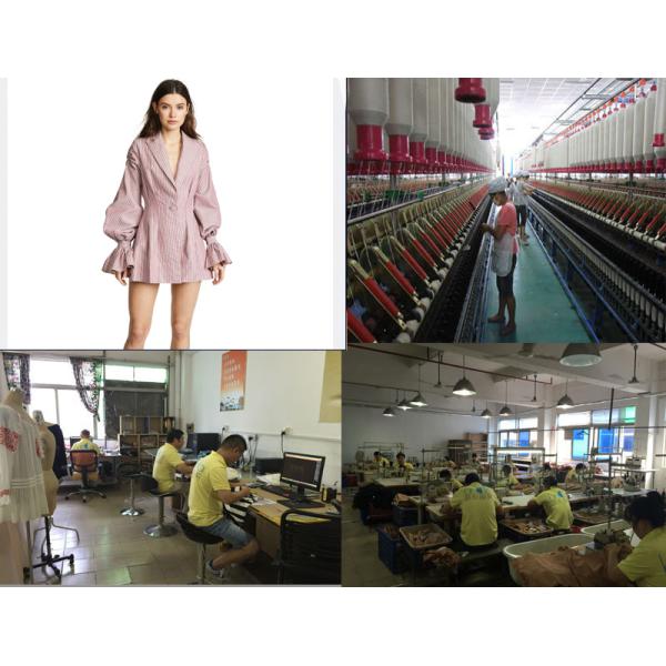 Stripe ballon sleeves V neck blazer mini dress