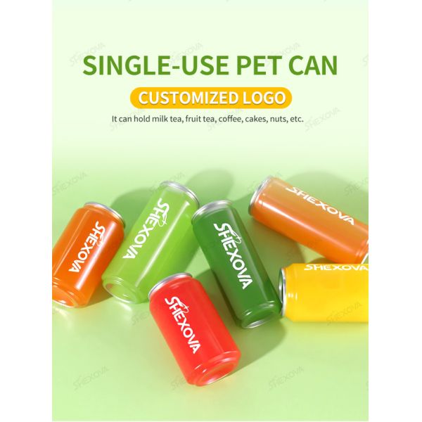 Disposable transparent plastic bubble tea PET can showing easy-open lid design