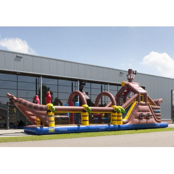 Quality Customized Pirate Ship Obstacle Course Bounce House Long Tunnel Obstacle Course for sale