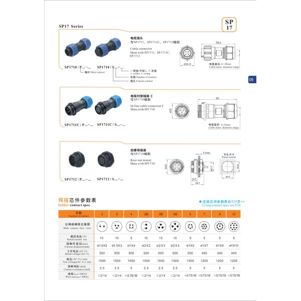 IP68 Waterproof Aviation Connector 6 Pin Waterproof Panel Connector For Power Extension Cord