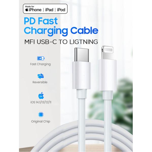 MFI Certified 18W USB Lightning Charging Cable Iphone USB C Lightning Cable