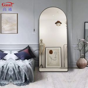 Large Floor Mirror in Rose Gold Arch Room Black Arched Frame for Every Day