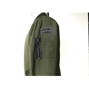 Mens Polyester Bomber Jacket With Zip Pocket And Embroidery Patch TWS14557