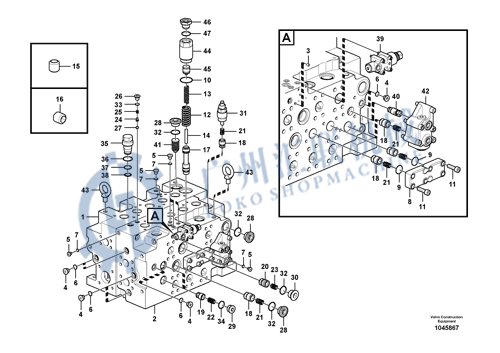 EC VOE14670038 14670038 VOE14640624 Válvula de Controle Main Control Valve EC EC380D Excavator Valve