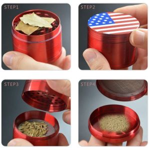 American Flag Pattern 3 Chambers 2''X1.5'' Spice Grinder