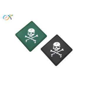 Cool Skull Logo Custom Made Pvc Patches Hook And Loop Velcro For Clothes