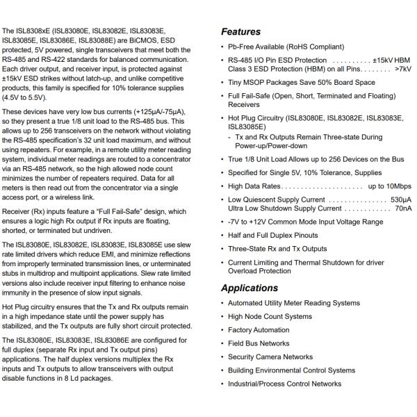 14SOIC ISL83080EIBZ-T IC Transceiver Wireless RF Module FULL 1/1