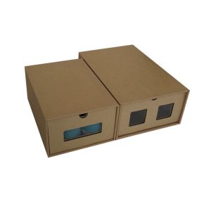Thick Kraft Paper Folding Drawer Style Gift Box Transparent Window