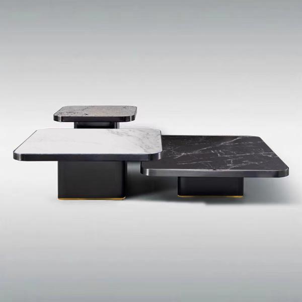 Luxury Ceramic Marble Top Coffee Table Elevated Coffee Table Square Coffee Table