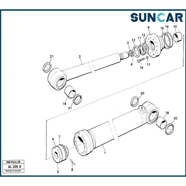 SUNCARVO.L.VO VOE11998809 VOE 11998809 Tilt Cylinder Seal Kit For Wheel Loader [L70B/L70C SUNCARVO.L.VO BM, L70C, L70D]