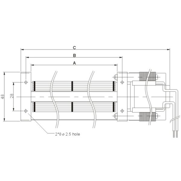 28CFM 2700RPM 190mm Metal Impeller Tangential Blower Fan