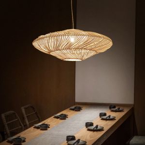UFO Shades Rattan Lamp Creative Chinese Style Pendant Lights Suspension wicker
