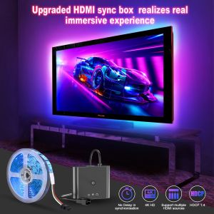 Wholesale 75&quot; - 85&quot; Tuya App 5m LED Backlights TV Strip Lights With HDMI 2.0 Sync Box Sync With TV And Music 4K HDR Support HDMI S from china suppliers