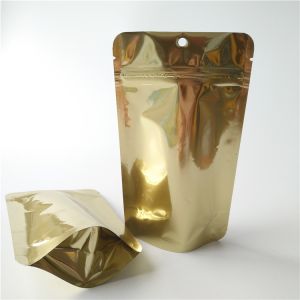 China Logo Custom Stand Up Coffee Pouches , Gold Metallic k Food Packaging Bags on sale