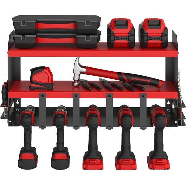 Quality Logo Shape Pegboard Power Tool Organizer with 5 Drill Slots and Screwdriver Holder for sale