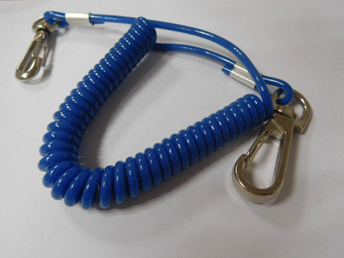 Quality Solid blue plastic flexible spring string coil bungee lanyard key coil protection for tool for sale