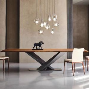 X Base Cross Industrial Wood Dining Tables Contemporary Aesthetic