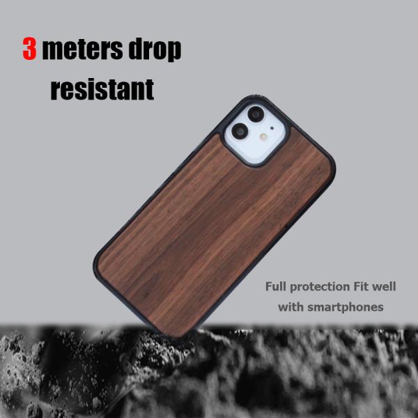Shockproof Groove Phone Case Inlay Leather Wood Blank Mobile Cover For IPhone