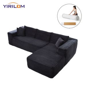 Compression Sofa 267x175x65cm Corduroy Fabric Vacuum Packed