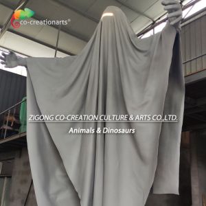 Mysterious Cloaked Figure Fiberglass Statue With Illuminated Forehead
