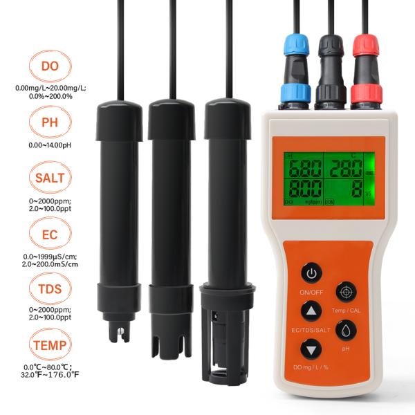 Quality Smart Handheld 6-in-1 Dissolved Oxygen/PH/TDS/EC/SALT/TEMP Water Quality Analyzer for sale