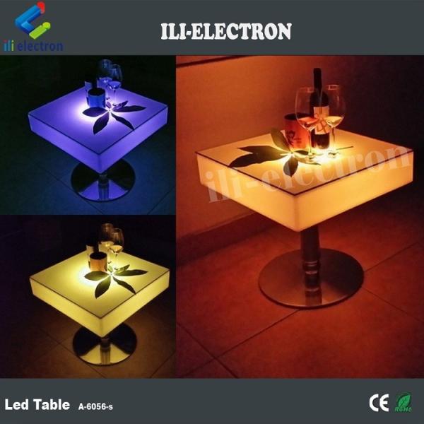 Commerical Square LED Light Up Cocktail Tables Rechargeable With Stainless Steel