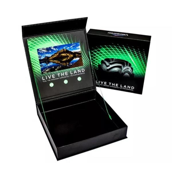 Quality 7" HD auto play LCD video box, light-operated or magnet control cardboard LCD video gift box for sale