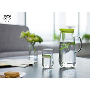 Stainless Steel Lid Glass Pitcher Water Filter With Strainer Custom