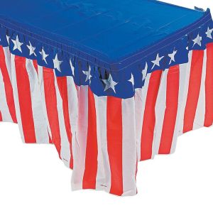 National Flag Style Single Pleats Table Skirting With Adhesive Backside