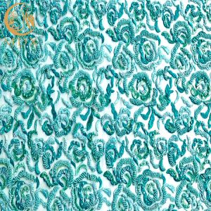 ODM Mint Green Handmade Lace Fabric With Beads 135Cm Width