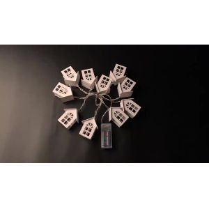 Christmas Lights 10 Led String Wooden House Lights Battery Operated Waterproof